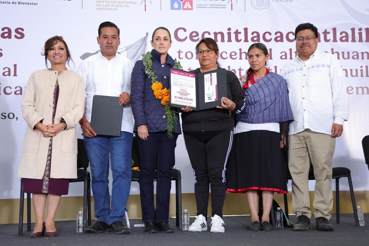 Presidenta Claudia Sheinbaum reivindica a pueblos originarios de Tlaxcala con entrega directa de más de 38 mdp